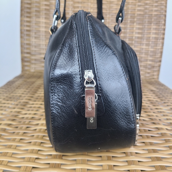 Hobo International Smooth Black Leather Satchel Bag Classic Design Organizer - Picture 5 of 16